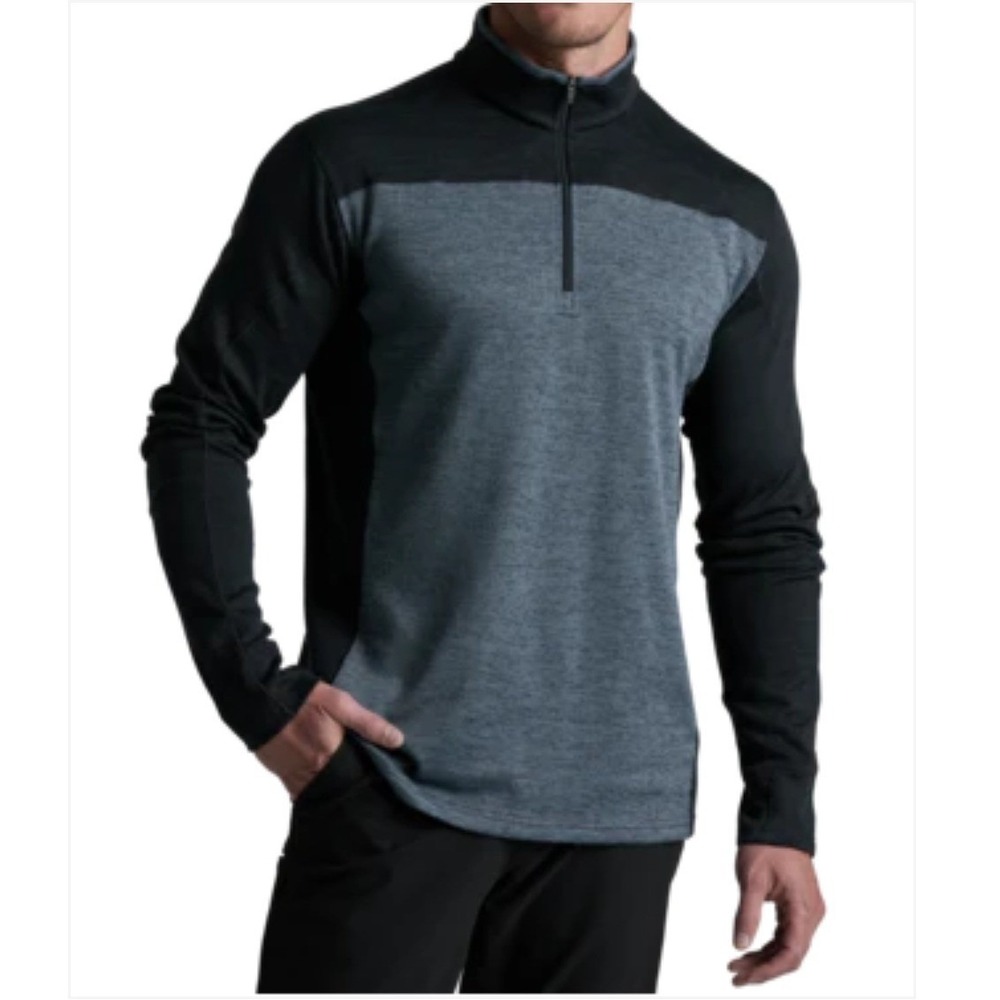 Kuhl Revel 1/4 Zip Pullover Sweater Mens L Gray Charcoal Hiking Thumbholes